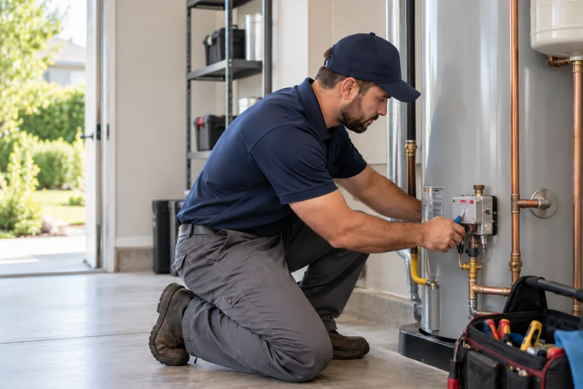 Residential water heater service and plumbing maintenance